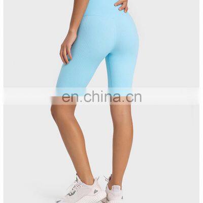 Wholesale Custom Logo High Waist Ribbed With Hidden Pocket Women Soft Biker Shorts Workout Gym Fitness Sportswear Clothing photo-4