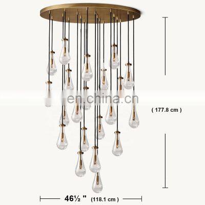 Modern Industrial Rain Drop Pendant Light Chandelier With Unique Glass Shade For Kitchen Island Living Room Bedroom Dining Room