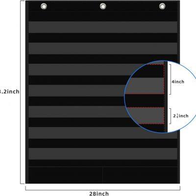 7+2 Pockets Standard Pocket Chart, Clear 7 Pockets Words Chart With 2 Extra Storage Pocket for Classroom Home Office Use, Sentence Strips photo-3