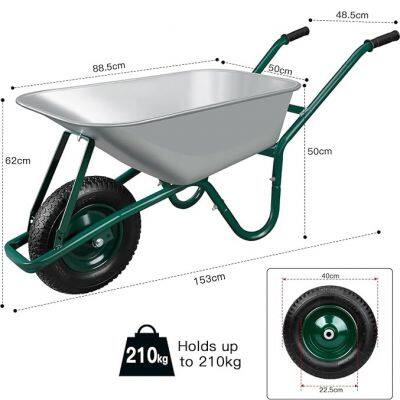 Industrial Wheelbarrow Garden Tracked Construction Heavy Duty Wheelbarrow 6 Cbf Metal Tray Air Tire photo-2