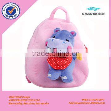 Lovely soft animals toy cute stuffed small hippo plush bag