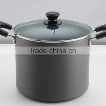 2014 hot popular hard anodizing deep non-stick pot aluminum stock pot with glass lid