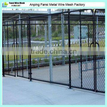 Black pvc coated commercial chain link fence gate for school