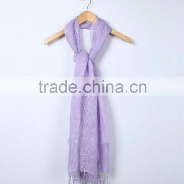 Custom Japan Fashion Women Solid Color Tassel Cotton Linen Pashmina Scarfs photo-6