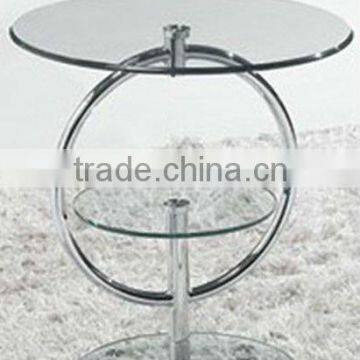 wholesale cheap tempered glass&metal round coffee end table TA-037