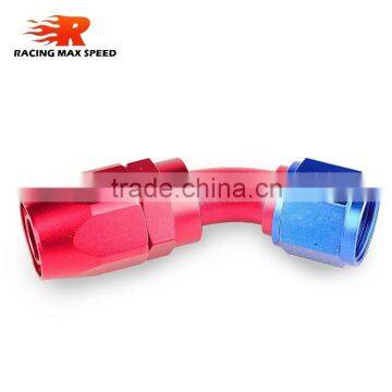 Aluminum Oil Cooler Fitting 45 Degree Resuable Fuel Line Hose End Fitting Adaptor Blue and Red 40-045-08 photo-2