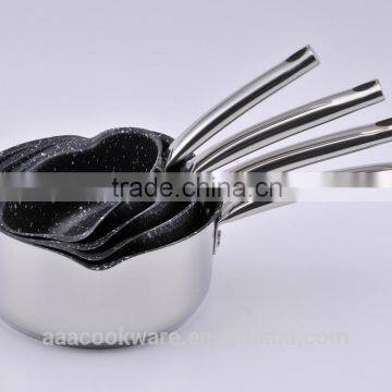 2015 New Item High Quality 18/8 Stainless Steel Milk Pot With Marble Coating For Induction Cooker