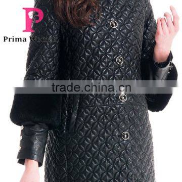 Winter Women Medium Length Embroidered Coat With Detachable Beaver Rabbit Skin Hat Overcoat photo-6