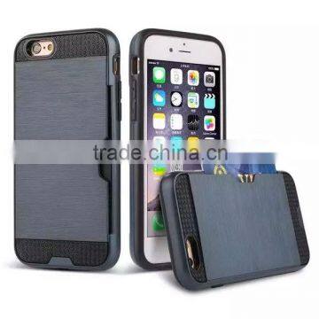 For iphone 6 protection case, double Layer TPU+PC combo card slots mobile phone case for iphone 6