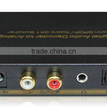 Digital audio decoder 5.1 optical 3x1 switcher