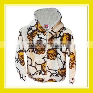 2016 Fashion Products Bros Baby Lion Sitting on Polar Bear Kids Children Unisex Long Sleeve Zippered Fluffy Hoodie