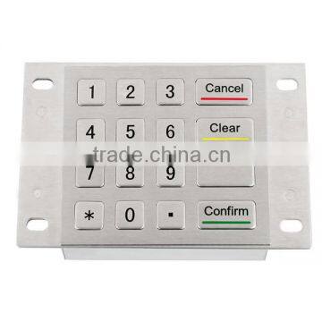 16 keys vandal proof metal numeric function keypad