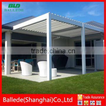 waterproof airfoil blade louver pergola with rain sensor