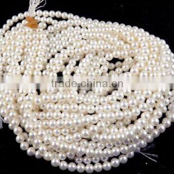 Natural White Freshwater Smooth Round Ball Pearl Beads 4mm-10mm 14" Long Strand. Jewelry Making Gemstone