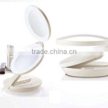 Hot Sale Dual Sides Folding LED 1x & 10X Magnification Mirror Cosmetic Travel LED Light Magnifying Mirror photo-2