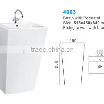 Yibeini Bathroom Sink Ceramic Pedestal Basin photo-5