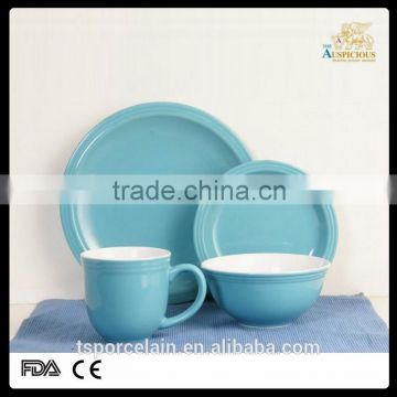 16pcs color handprinting stoneware dinner set , ceramic dinner set