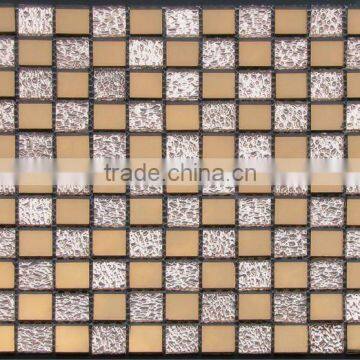 MU31 artifical foil glass mosaic tiles for home,hotel interior wall decoration