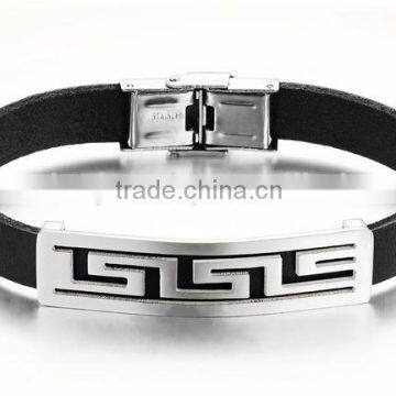 monogram leather cuff bracelet for men stainless steel hand made bracelet geniu cuff wasp