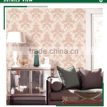 on trend embossed plastic wallpaper, orange classic damask wall covering for project , decorative wall paper corparation