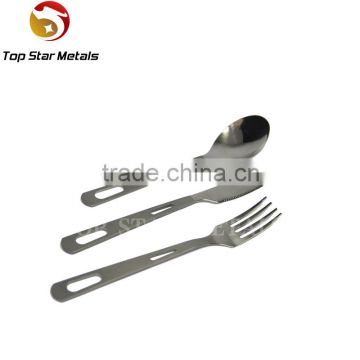 Whosale Titanium Fork & titanium Spoon & titanium knife three-piece titanium cutlery Camping Hiking