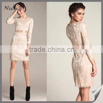 Alibaba New Arrival Long Sleeve Design Lace Dress Fashionable