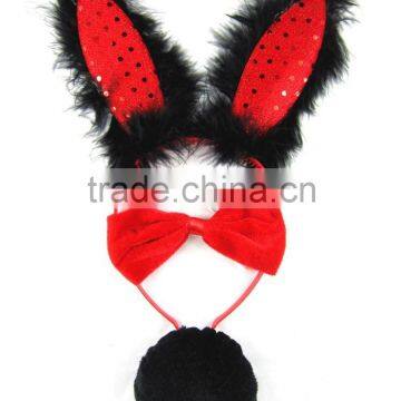 Sequin bunny ears headband bow tie tail hen night party fancy dress                        
                                                Quality Choice