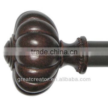 Home Decor Classic Mahogany Pumpkin Ball Curtain Rod Set