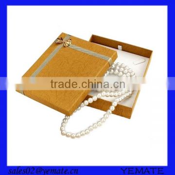 Square shape yellow cardboard paper material mother of pearl inlaid jewelry box