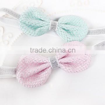 metallic Silver Bow headband for kids,mint pink bow hairbands