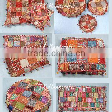 Indian Beaded Embroidery Decorative Floor Cushion