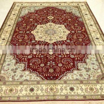 Professional Hand Knotted Crimson Silk Carpet Handmade silk carpet