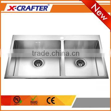 Multiple Thickness Double Bowl R10/R0 Kitchen Overmount Sink