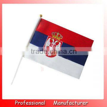 Serbia flag,factory wholesale polyester flag,14*21cm hand shaking flag