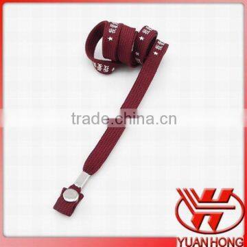 Cute printed tubular polyester lanyard with metal snap buttons