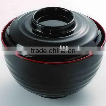 Good quality black melamine soup salad bowl with cover