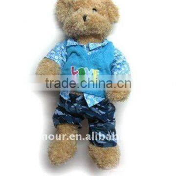 Plush Teddy Bear with sportshirt and jeans