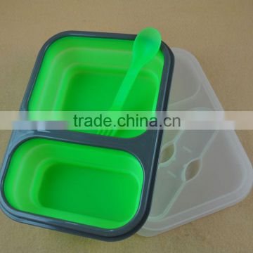 2014 best selling silicone folding lunch box /silicone collapsible lunch box