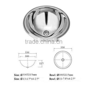 stainless steel single round topmounted bathroom sink