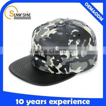 Custom Camo Leather Snapback Caps Wholesale High Quality Short Brim Snapback Caps