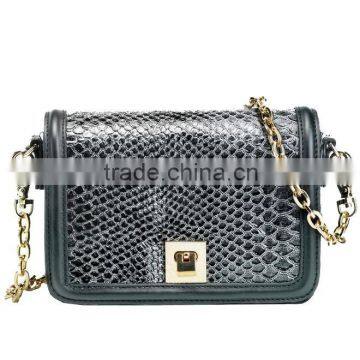 2016 fashion lady leather handbag , metal chain snake skin clutch bags CL9-008