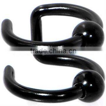 Illusion 2-Ring Black Titanium Non Pierced Clip On Ball Closure Ring