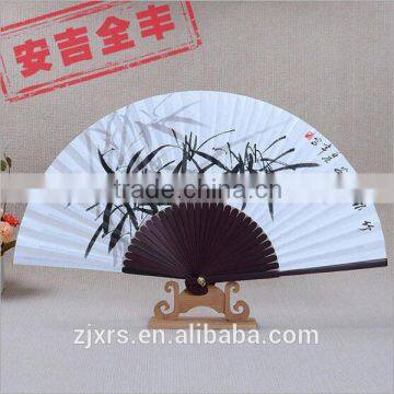 9 Inch Hand-painted Rice Paper Fan Chinese Style Men's Antiquity Big Fan Wholesale Custom Korean Paper Folding Folding Fan photo-2