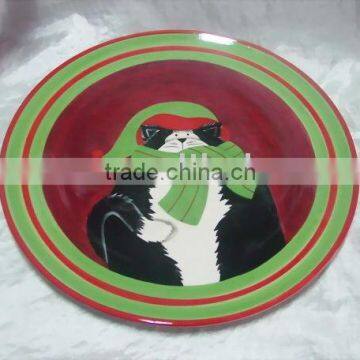 ceramic platter with Xmas design by handpainted