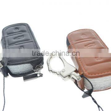 Car Genuine Leather Key Cover Case 3 Button Smart For Volkswagen VW Jetta MK6 Tiguan Passat Golf POLO CC 012 photo-3