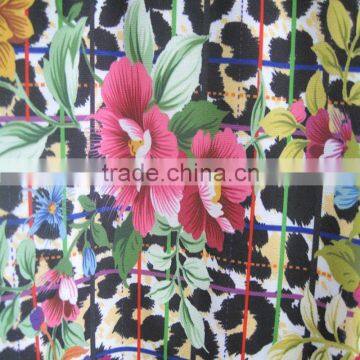 polyester floral design printed fabric for dress