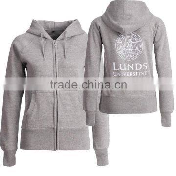 100% cotton fleece marl grey womens fitness hoodie