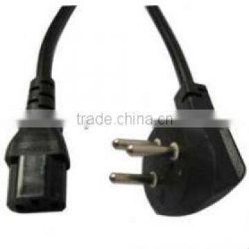Israel 3 round pin plug power cord with IEC C13 end