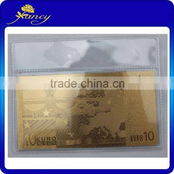 24K gold foil banknotes euro 10 with pvc bag