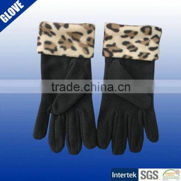 Double layer branded logo winter fleece gloves